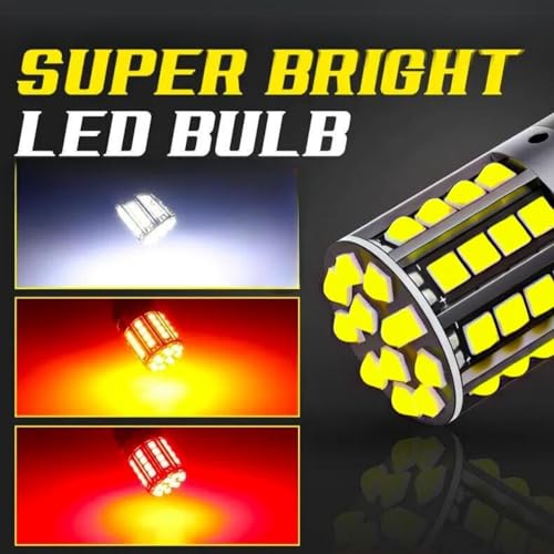 Image of com New and Improved Design Canbus Error Free P21W BA15S Flat Pin 1156 LED Brake Rear Rear Fog Lamp (White)