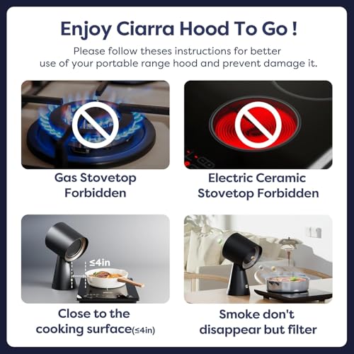 Image of CIARRA Portable Range Hood, Desktop Range Hood with 2 Speed Exhaust Fan, Detachable Aluminum Filter, Large Oil Collection Cup, Portable Kitchen Exhaust Fan for Cooking Indoor BBQ, Hot Pot, Orange