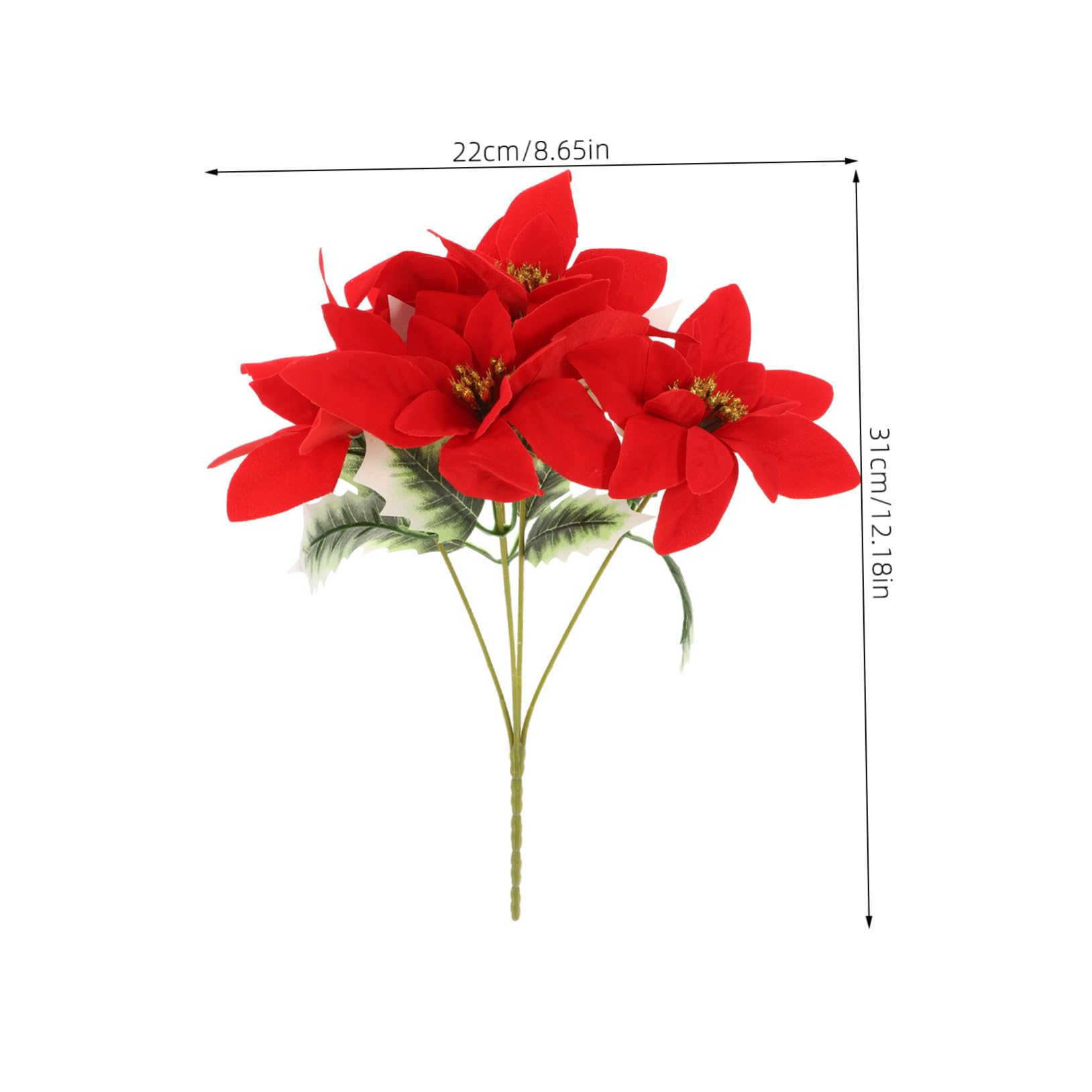 4piezas Flores Artificiales De Poinsettia para Decoración Navideña para De Mesa y Interiores