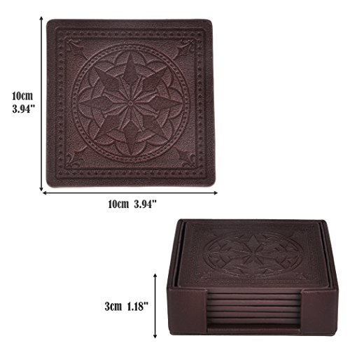 365Park Z003*COFFEE Drink Coasters,365Park Pu Leather Coasters Set Of 6 thumb #3