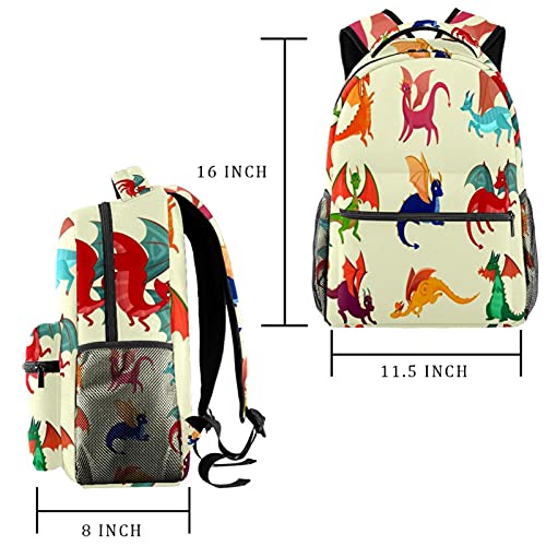 Sac à dos d'écolier dinosaure pour ordinateur portable 14 pouces multicolore