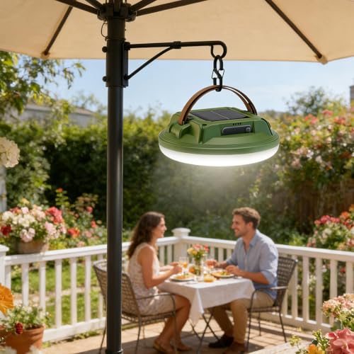 Lampe de camping solaire LED rechargeable avec affichage de batterie pour tente et randonnée - 2