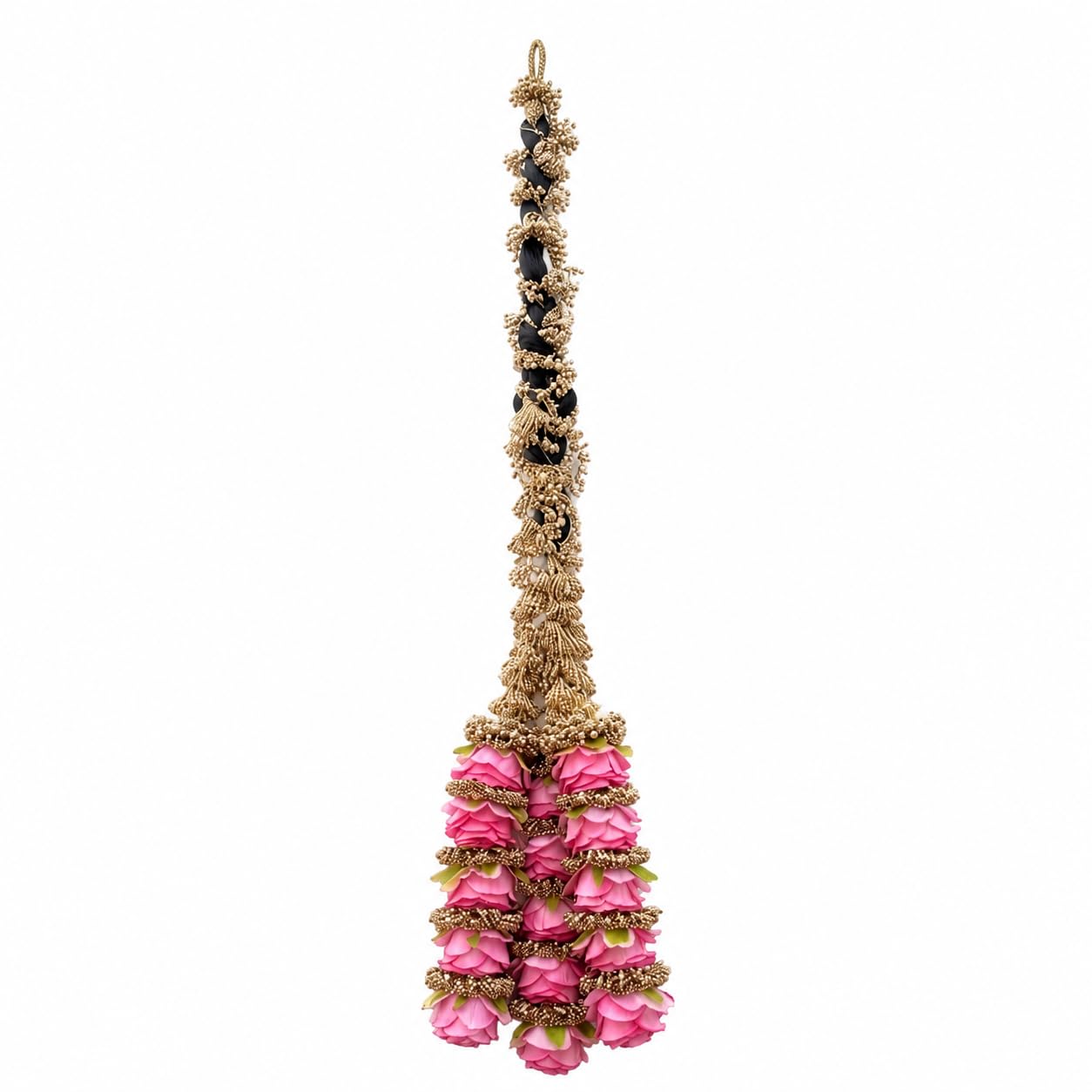 Pink Rose Pranda for Women & Girls | 30 Inch Handmade Punjabi Parandi | Traditional Punjabi Choti Hair Accessory | Bridal Hair Paranda for Wedding, Gidda, Bhangra, Lohri, Teej & Festivals-image-35