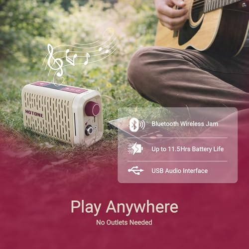 Image of Hotone Pulze Mini AP-5WH Bluetooth Modeling Amplifier for Electric Guitar, Bass and Acoustic Instruments, White Edition