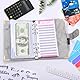 Jukibole Budget Notebook A6, Pack of 30 6-Hole Binder with Pockets, Budget Sheets, Label Stickers, Soft Ruler Ring Binder (Grey)