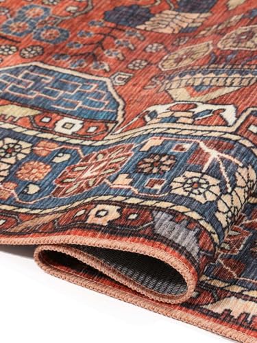 RugVista Galaxy Oriental, Dywan, Orientalne, 160 x 230 cm, Prostokąt, Niski, Pokój dzienny, Sypialnia, Kuchnia, Prać w pralce, Rdzawy/Niebieski