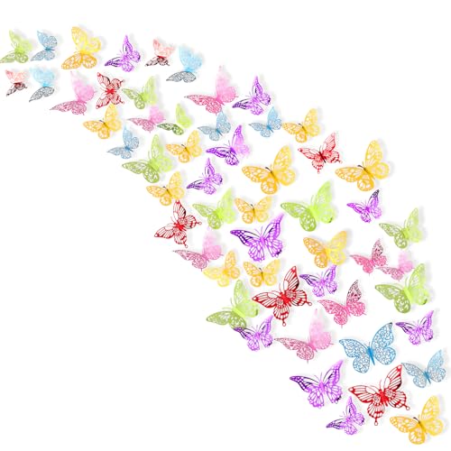 AmazingSpark 72 Pcs 3D Colorful Butterfly Wall Decor 4 Styles