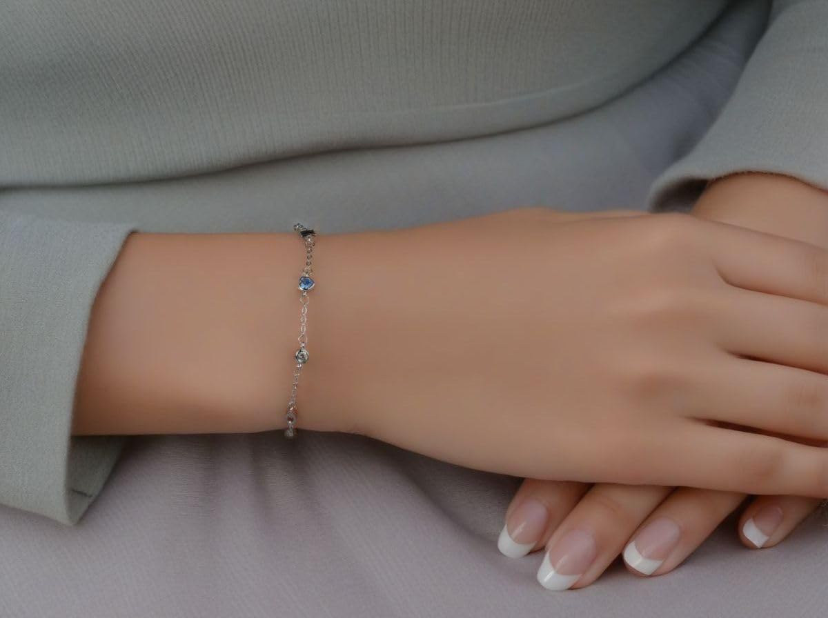 NicoWerk Damen Silberarmband Stein aus 925 Sterling Silber Schmal Schlicht Filigran Glatt Glänzend Bunt SAB285