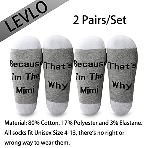 Image of LEVLO Mother's Day Because I'm The Mimi That's Why Socks Mother Birthday Gifts (2 Pairs-Mid Calf-Mimi)