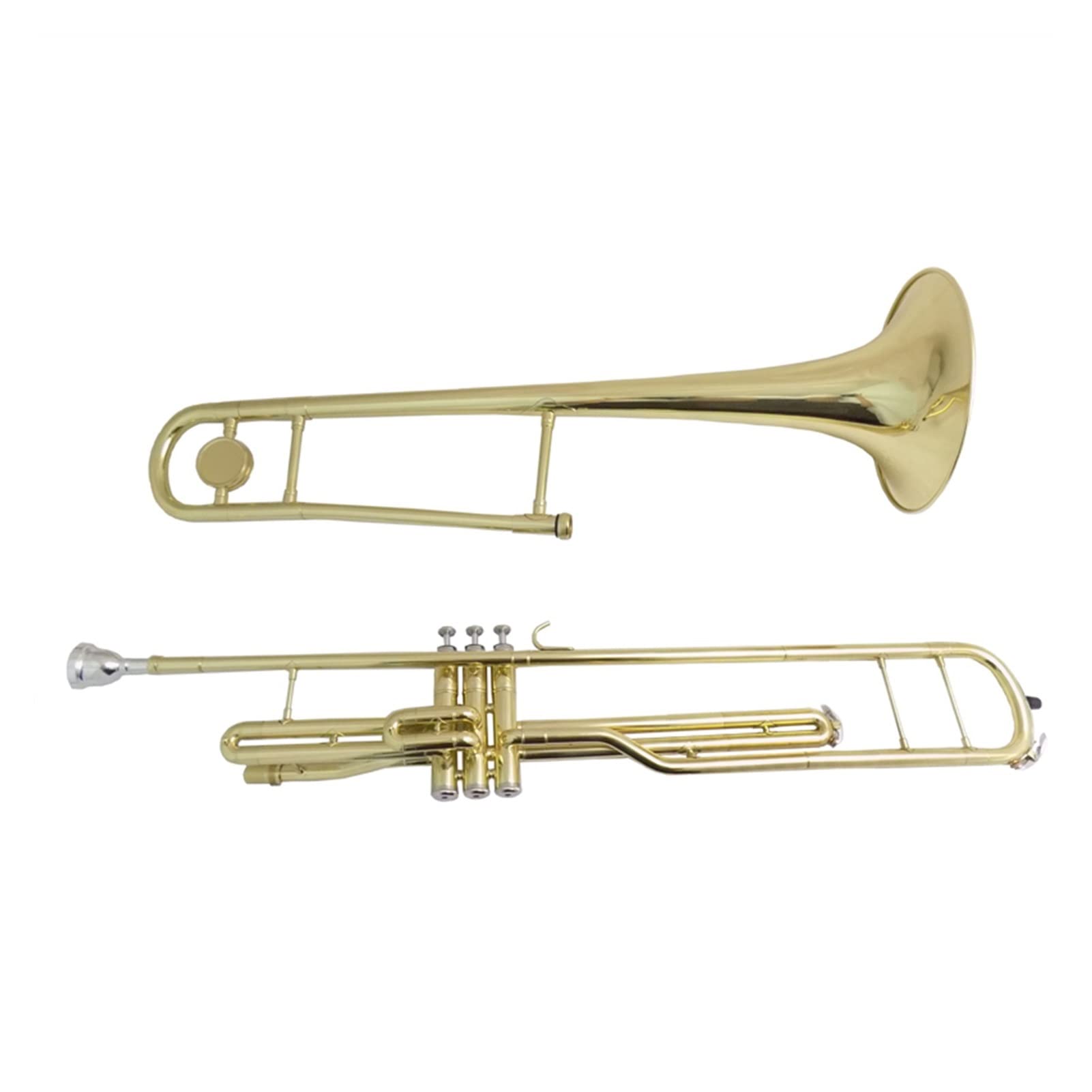 TSTS BB Piston Trombone Instrumentos Musicales B Trombones Planos De Latón con Estuche Boquilla Trombón Principiante