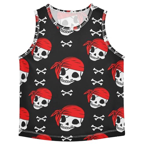 J JOYSAY Pirate Skull Bones Black Boys Tank Top Sleeveless Muscle Shirts Quick Dry Kids T-Shirts 3-15T