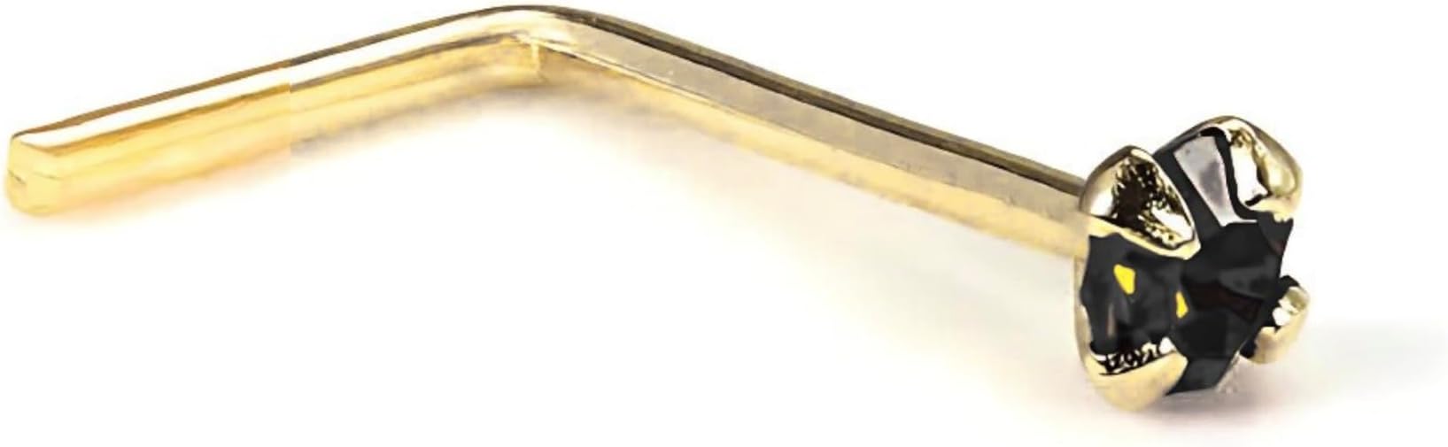 Gold Nose Stud 1.5mm Cubic Zirconia Stone Stud Piercing L Shape Post 24 Gauge