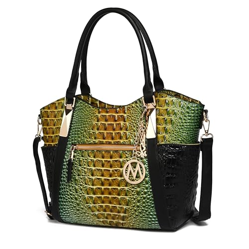 MKF Collection Bolsa de ombro feminina de couro vegano – Bolsa com alça superior, bolsa feminina da Mia K, Verde arco-íris, 15” W x 11” H x 5 ”D