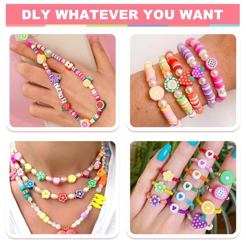 Redtwo-660PCS-Polymer-Clay-Beads-Bracelet-Making-kit-24-Style-Cute-Fun-Clay-Beads-Clay-Bead-Charms-for-Jewelry-Necklace-Earring-Making-DIY-Bracelet-Making-Accessories-for-Kids-Girls-Age-6-13