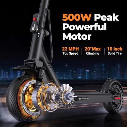 Image of Foldable Electric Scooter for Adults, 350W /500W Motor, Up to 22 MPH, 8.5 inch /10 inch /14 inch Tires, 15‑31 Miles Range, Dual Brakes E Scooter with Seat & Bag