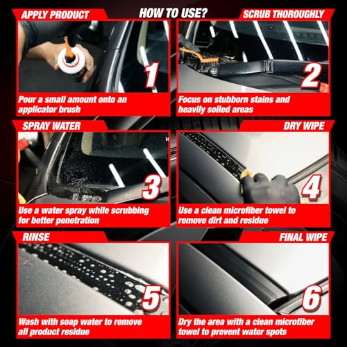 Image of WaveX Heavy Duty Car Exterior Trim Cleaner 1 LTR | Removes Browning Layer from Black Plastic, Stubborn Rust, Hardwater Spots, and buildup from Edges, Cleans Logo and Grills