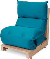 Futon de Espuma Almofada Dobrável Solteiro Azul Turquesa 170x60cm - BF Colchões