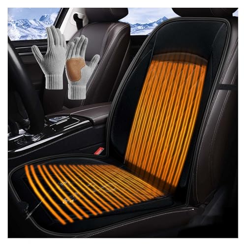 車 シートヒーター 12V/24V シガーソケット、重力感応で自動起動・停止、【10S急速加熱】, シートヒーター 車 で快適な暖かさを提供、手袋 防寒付属 座席シートカバー 取付簡単 幅広い車種に対応,黒