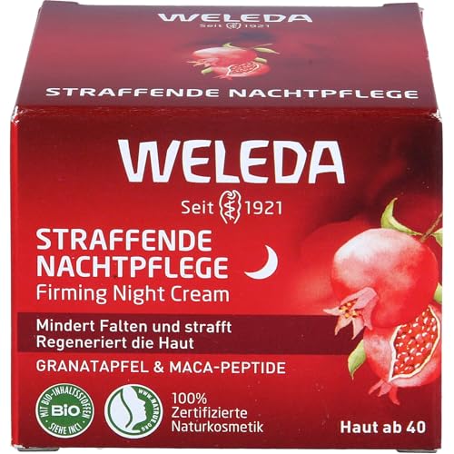 Weleda - Crema de Noche Reafirmante de Granada, Reduce Líneas de Expresión y Arrugas, Regenera la Piel, Hidrata y Nutre, con Aceite de Granada y Péptidos de Maca, Tratamiento Natural - 40 ml