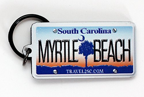 Myrtle Beach South Carolina License Plate Acrylic Keychain 2.5" x 1.5"