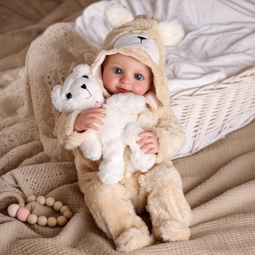BABESIDE Muñecas Bebés Reborn Niños 43 cm Muñeca Bebé Realista con Aspecto Realista, Cuerpo de Tela Suave, Ojos Abiertos, Dulce Sonrisa