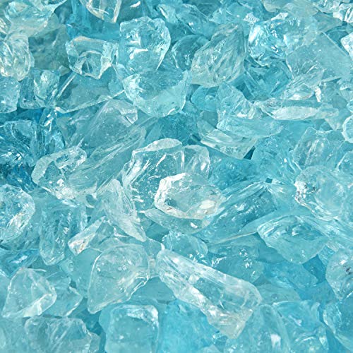 Teal Lagoon - Crushed Fire Glass for Indoor and Outdoor Fire Pits or Fireplaces | 10 Pounds | 3/8 Inch - 1/2 Inch