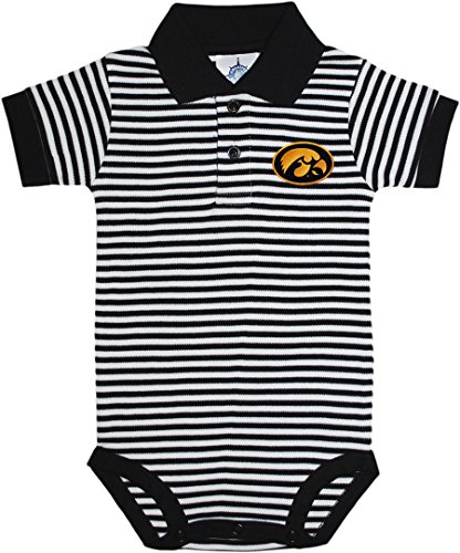 Image of University of Iowa Hawkeyes Newborn Striped Polo Bodysuit