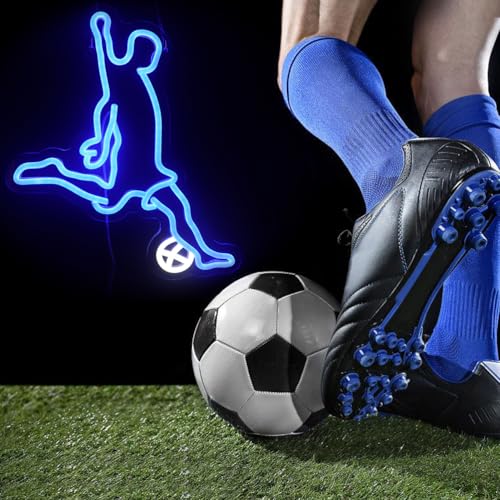 Image of Football Lover Neon Sign, Soccer Sport Neon Light Sign, Football Club Lights, Led Light Up Signs for Football Team Dormitory Man Cave, Bedroom Game Room Wall Art Decorations Christmas Birthday Gifts