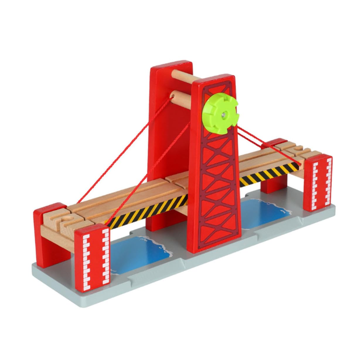 ifundom Ponte Levatoio Giocattolo in Legno, Compatibile Treni | Rosso, Plastico e Legno, Pista Facile da Montare, per Ragazzo Ragazza e Toddler, Natale e Stagione Festiva