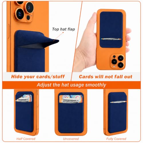 Image of Mizi (2 Pack Adhesive Phone Stretchy Wallet, Card Holder for Back of Phone Stick on Phone Cases for iPhone /Android /Samsung Galaxy - Navy Blue