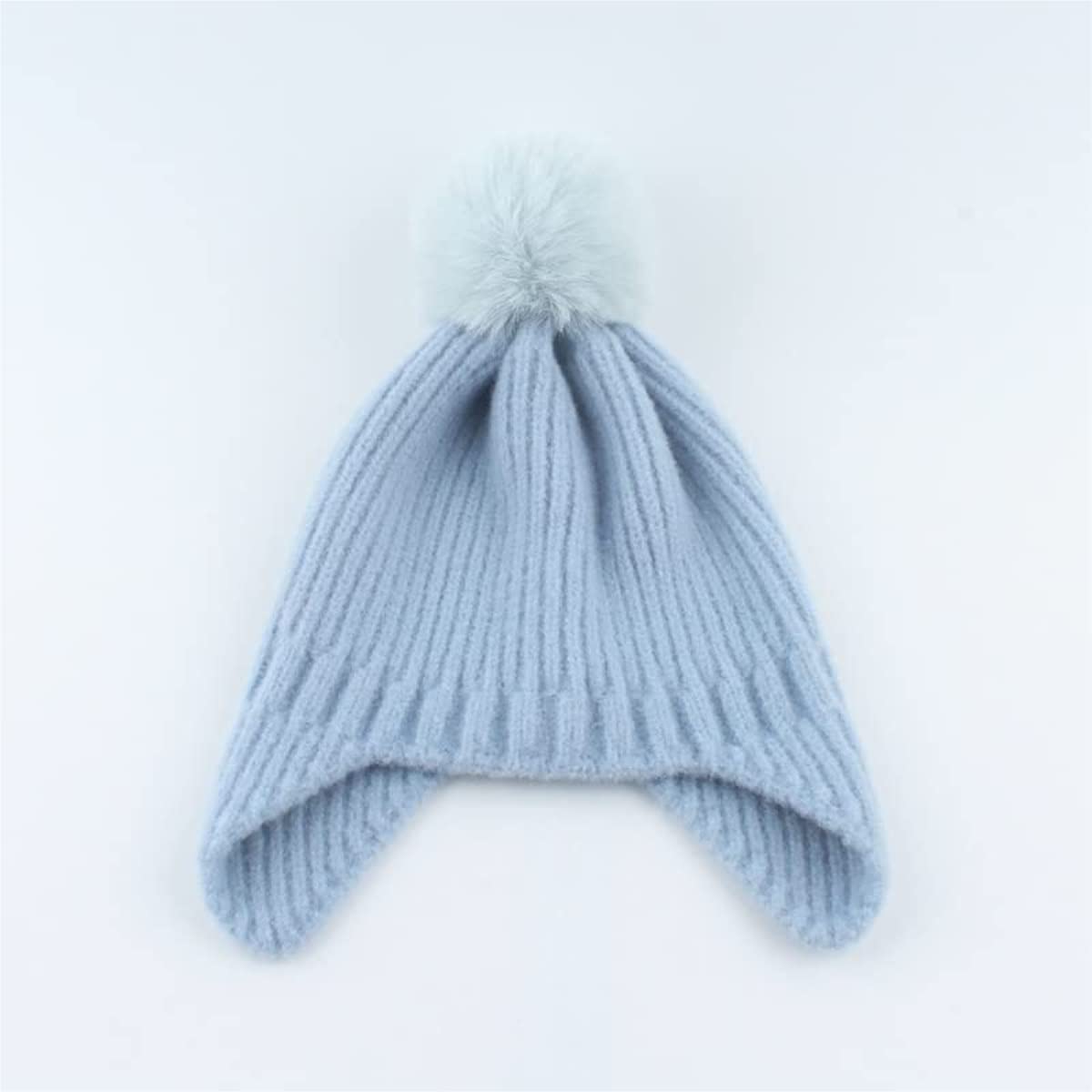 Czapka Beanie Czapka Zimowa Damska Ciepły Pluszowy Dzianinowy Szalik Zestaw Na Zimno Damskie Czapki Z Klapkami Na Uszy (Niebieski Jeden Rozmiar)