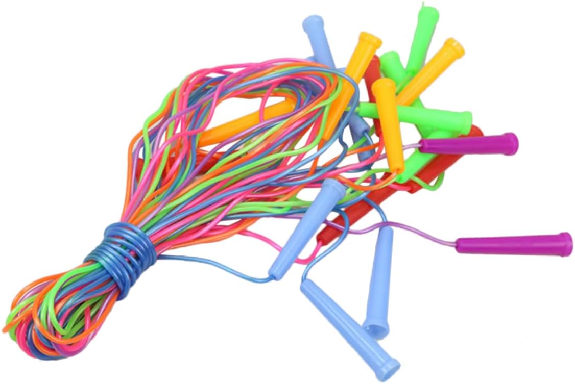 POPETPOP 10Pcs Plastic Handle Skipping Ropes Durable PVC Jumping Ropes for Home Fitness Outdoor Activities Random Color Educational