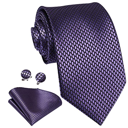 Image of Dubulle Mens Tie Set Solid Paisley Silk Striped Necktie for Men with Cufflinks Tie and Pocket Square