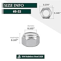 Vista 27 de Tuercas de bloqueo hexagonales de nailon 1/2-13, accionamiento hexagonal, acabado brillante, acero inoxidable 304 18-8 SS, rosca gruesa, paquete