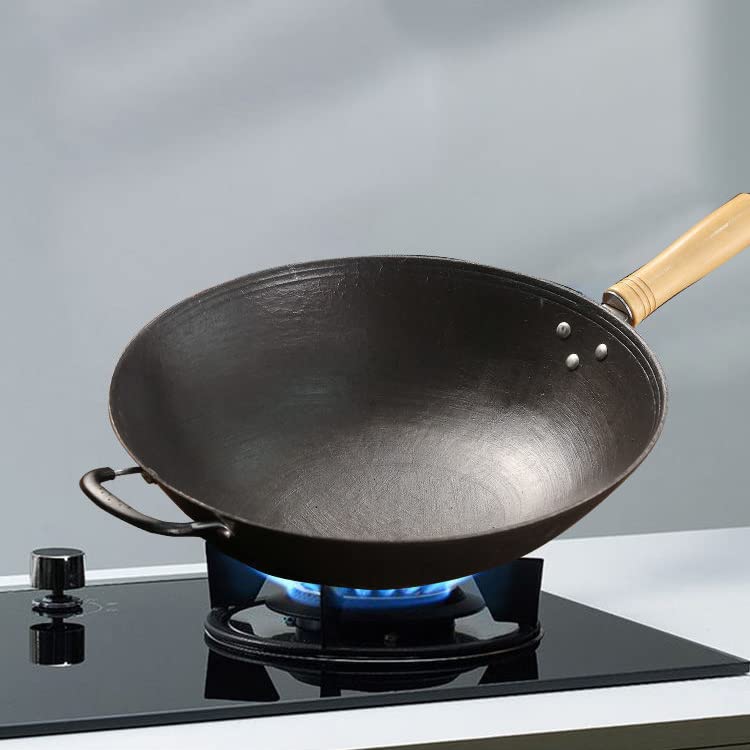 Wok chino tradicional de hierro martillado 13.38 pulgadas miniatura 6