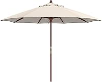 California Umbrella 9ft Premium Commercial Hardwood Patio Umbrella with Sunbrella Fabric - Manual Push Lift