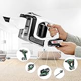 Bosch Unlimited Serie | 8 - Rechargeable Cordless Vacuum Cleaner for Multiple Surfaces with Two Exchangeable Bosch Power For All Battery Packs, Quick Charger and Accessories, in White - Image 9