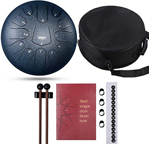 Steel Tongue Drum, 13 Notes 12 inches Hand Tongue Drum Percussion Instrument Lotus Pan Drum with Drum Mallets Carry Bag - Thumbnail 6