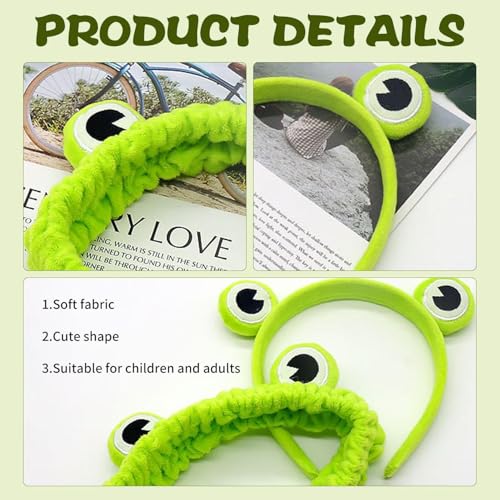 2 Stück Frosch-Stirnbänder, Big-Eye-Frosch-Stirnbänder, Elastische Frosch-Stirnbänder, Hautpflege-Stirnbänder, Make-Up-Stirnbänder, Lustige Frosch-Stirnbänder, Party-Dekoration, Tier-Stirnbänder