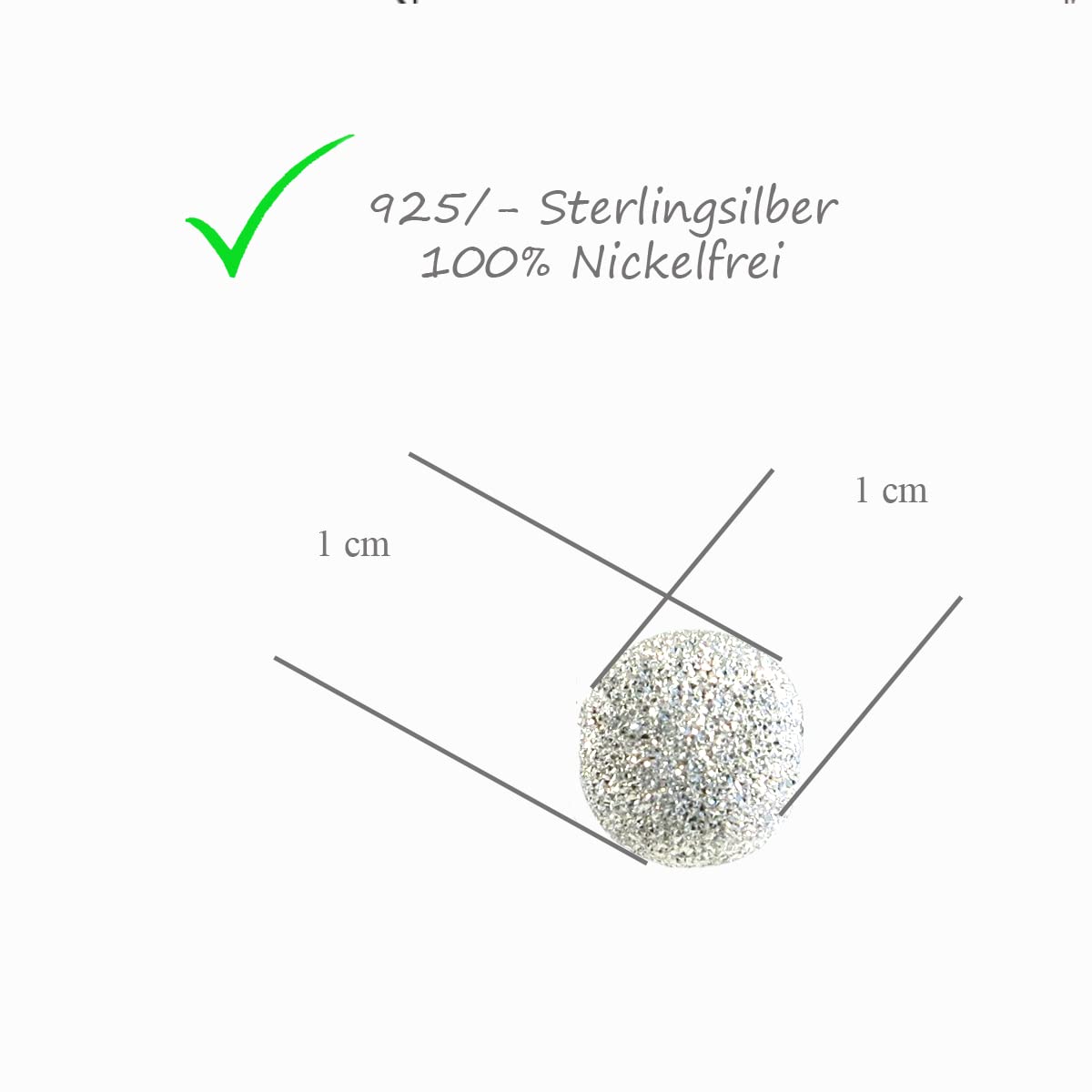 Silberkette Collier 925, funkelnde Kugel, 42 + 6,5 cm | handgefertigt in Deutschland, nickelfrei & hautfreundlich, verstellbar, ideal als Geschenk für Damen & Mädchen