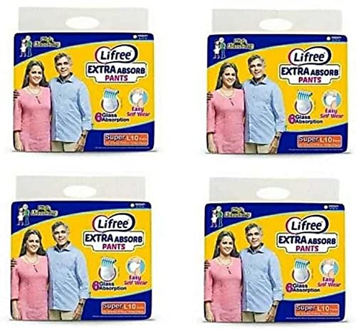 LIFREE Extra Absorb Pants- Large-(10 Pieces) (Pack of 4) L-(40 Pieces) Unisex Adult Diaper. (B09P1PY7LC) Amazon Price History, Amazon Price Tracker
