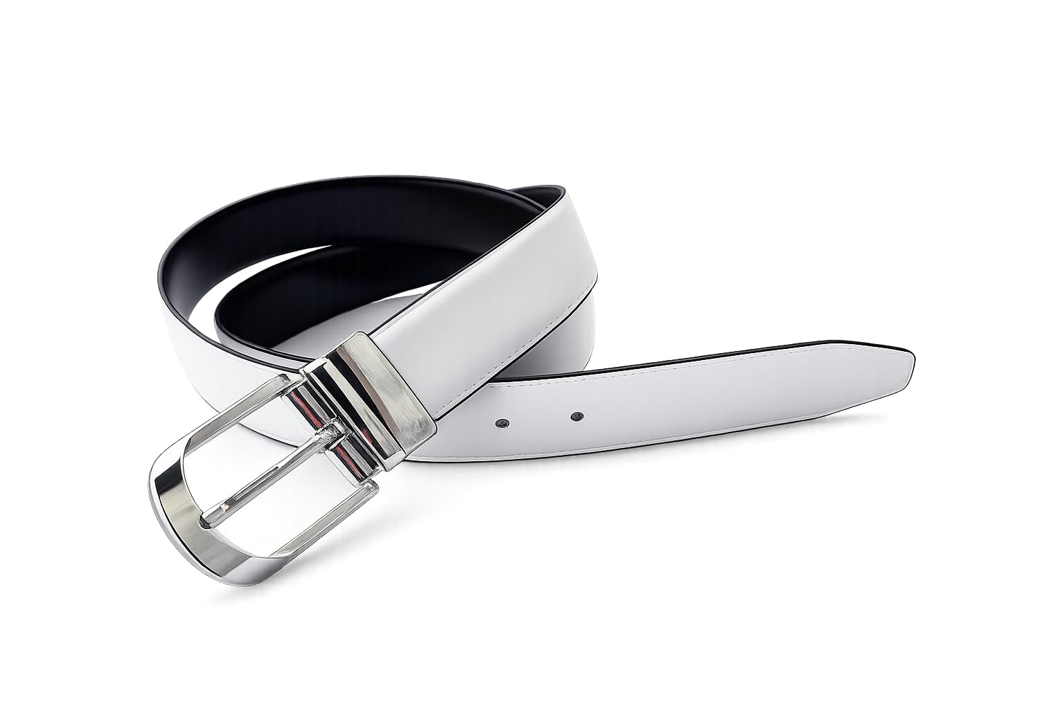 hansa Men Genuine Leather Reversible Belt | White & Brown Adjustable Formal Casual Belt with Silver Pin Buckle | Office Dress Belt for Jeans, Trousers & Business Wear-picture-31