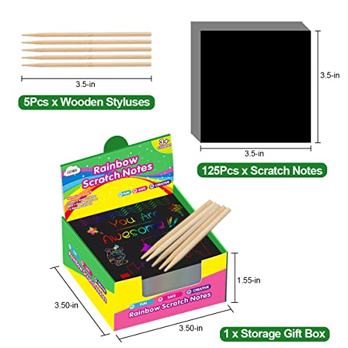 image for ZMLM Rainbow Scratch Mini Art Notes - 125 Magic Scratch Paper Note Car