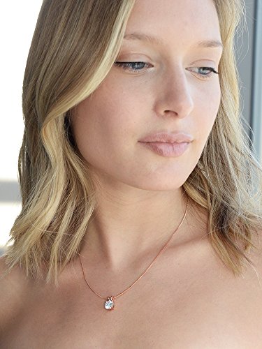Mariell Cubic Zirconia Crystal Rose Gold Pendant Necklace for Women, 2 Carat CZ Bridal Wedding Jewelry2