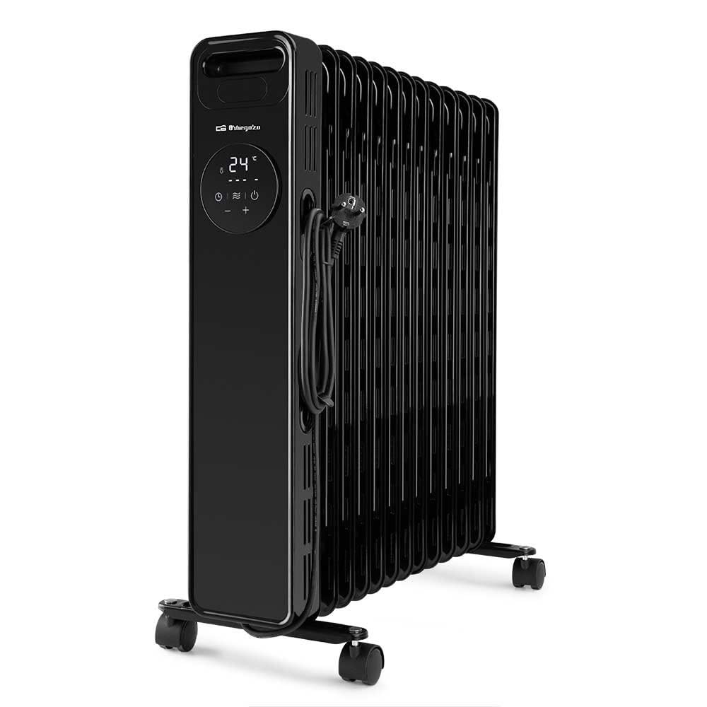 Orbegozo RAD 2510 - Radiador de aceite, 3 potencias, temporizador, pantalla LED, Asa, mando a distancia, protección sobrecalentamiento, 2500 W