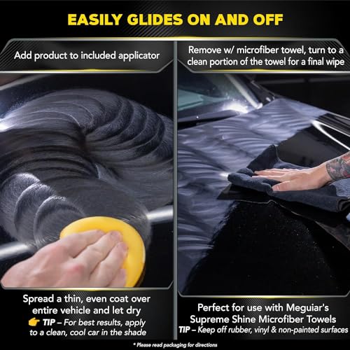 Image of Meguiars Gold Class Carnuba car Paste Wax (325 ml), Luxurious carnuba Polymer Blend, Long Lasting Paint Protection Brillint Shine and deep Reflections Free applicator pad