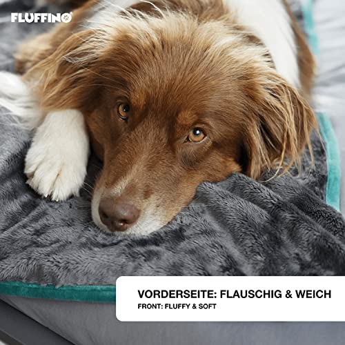 FLUFFINO® Hundedecke/Wendedecke - Hochwertig, flauschig weiche & robuste Oberseite (150x100 cm, 40°C waschbar, Grau) Kuscheldecke/Liegedecke für große und kleine Hunde - Sofadecke