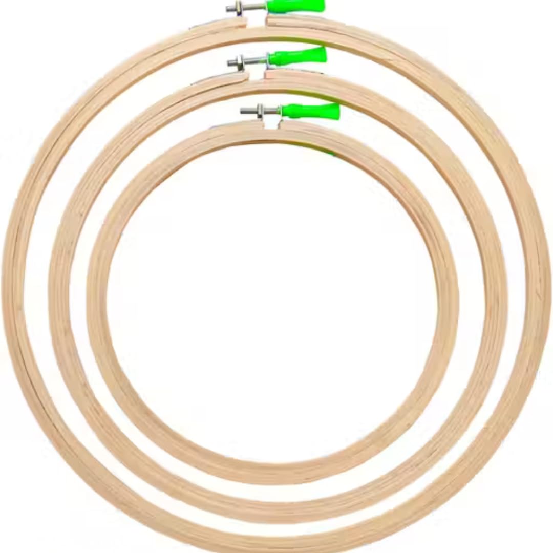 Wooden Embroidery Hoop Set of 3 (6 Inch, 8 Inch, 10 Inch) | Natural Bamboo Cross Stitch Rings with Metal Screw Lock | Adjustable Embroidery Frames for Sewing, Needlework, Quilting, DIY Craft & Wall Decor-image-48