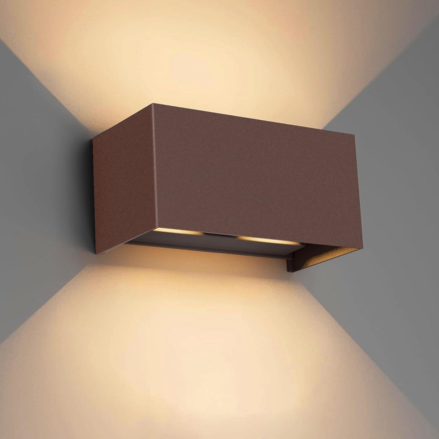 Klighten lampade da parete 24W Esterno/Interno Moderno,Lampada da esterno Bianco Caldo 3000K Applique da Parete, IP65 Impermeabile, Angolo del Fascio Regolabile Applique,Rosso Ruggine