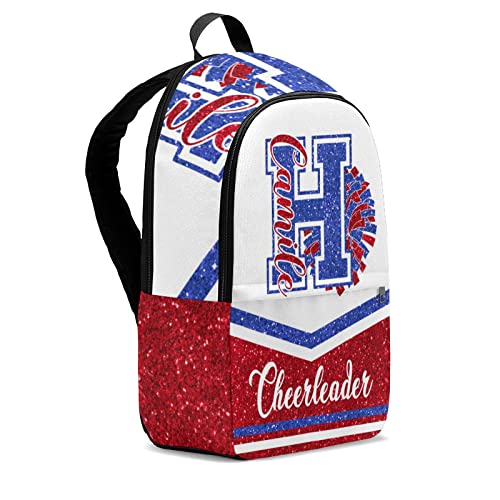 Cheerleader Blue Red Personalized Backpack for Teen Boys Girls,Custom Travel Backpack Bookbag Casual Bag Name Gift 11.8"(L) x 5.51"(W) x 17.72"(H)2